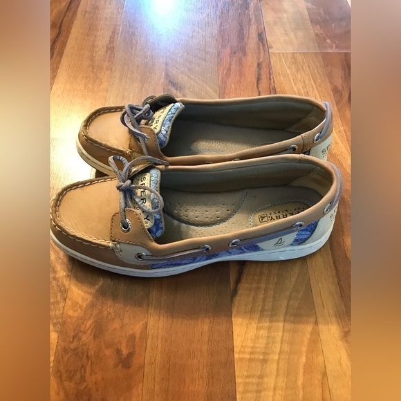 SPERRY Womens Leather Angelfish Boat Lace Tie Sequins Loafer Tan Shoe Size 6.5 - Picture 4 of 13